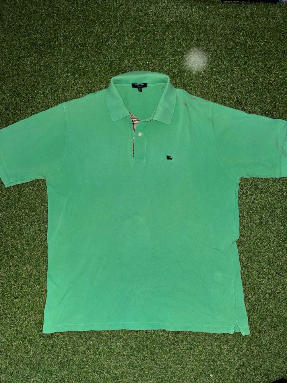 Burberry London Polo Shirt Size XL Green Cotton